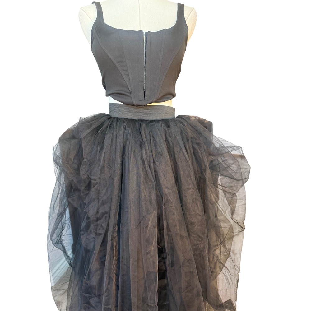 Black Witchy Gothic Tulle Maxi Skirt Size S Ren Faire Whimsigoth Fairy Grunge - Picture 3 of 7